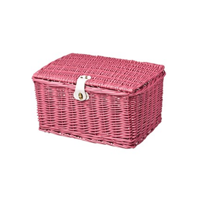 Basket - Rattan, Pink - 42x28x21 cm