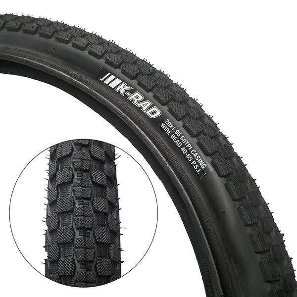 Kyowa C1213 Bicycle Tire - 20 X 1.95 (50-406) Black, For BMX & Assisted Bikes